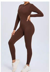 Combinaison de yoga sans couture pour femme PASUXI, effet ventre plat, manches longues, coupe ajustée, une pièce, body sculptant pour l'entraînement - Product Image 2