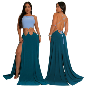 Abito lungo/Copricostume con anelli e spacco posteriore, stile casual, traspirante, in tessuto stampato, taglia naturale, per primavera, <span class=keywords><strong>estate</strong></span>, autunno. - Product Image 4