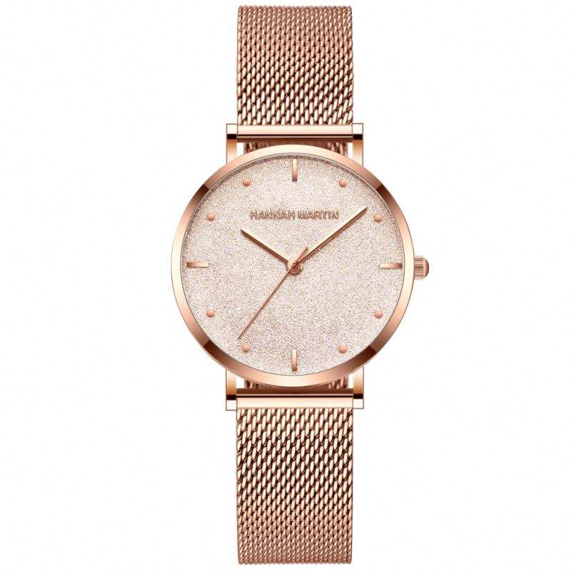 Hannah martin MS36 Fancy Rose Gold Women Timepiece Latest Mesh Band  Waterproof Analog Display Simple Casual Watch Company