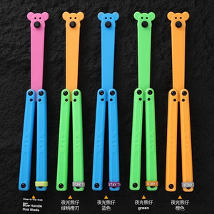 Cuchillo Mariposa Luminoso de Práctica, Cuchillo Plegable Octopus, Cuchillo Mariposa de Entrenamiento con Funda Fluorescente de Plástico Luminoso - Product Image 2