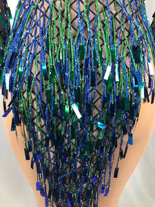 Vestido de Noche Sexy con Lentejuelas Azul Pavo Real, Estilo <span class=keywords><strong>Curvy</strong></span>, de Una Pieza, con Abertura Alta y Escote Pronunciado, para Fiesta de Gala, 2021 - Product Image 6