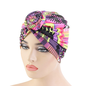 Style ethnique bohème fleur imprimé femmes noué coton Turban bandeau <span class=keywords><strong>chimiothérapie</strong></span> chapeau Bonnet Hijabs Bandanas - Product Image 4