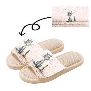 Nuevas Pantuflas de Lino para Mujer, Personalizables, con Diseño de Animales Adorables, Cálidas, Modernas, Cómodas, con Punta Abierta, Antideslizantes y Suaves para el Hogar - Product Image 1