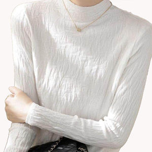 Suéter Casual Estampado de Cuello Alto para Mujer, Ropa Interior de Otoño Invierno, Ajuste Delgado, Tejido de Punto, Capa Base, Manga Larga, Ligero - Product Image 3