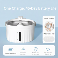 Fontaine à eau sans fil pour animaux de compagnie 2L, capteur intelligent, fontaine à boire pour chat, 5000mAh rechargeable USB, vente en gros OEM