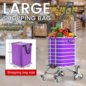 Shopping Cart With Wheels Portable Shopping Cart For Groceries Folding Utility Cart Heavy Duty Rolling Storage Cart Up To 88LBS