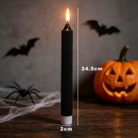 Bougie LED noire étanche à piles, lumière décorative blanc chaud pour la décoration de la maison et Noël, Halloween