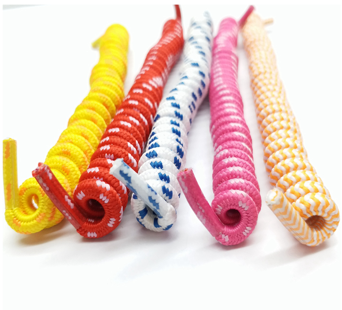 Custom Wholesale No Tie Color Spiral Elastic Coil Curly Elastic Shoe Lace Shoelaces