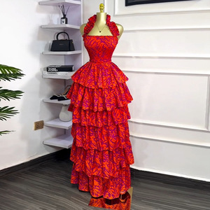 Bestseller und grenz überschreitende Damen bekleidung Sommer New Grace ful Tube Top Bedrucktes ärmelloses, langes Zwei-Wege-Kleid mit Rüschen - Product Image 3