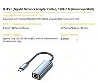 Adaptateur réseau USB Gigabit en alliage d'aluminium, Ethernet filaire 1000 Mbps, Type-C vers RJ45, sans pilote, prend en charge la charge PD