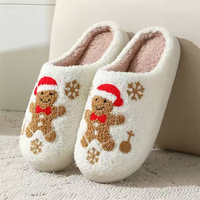 Nouvelles pantoufles d'intérieur 2024, confortables et moelleuses, motif sapin de Noël, en coton chaud, pantoufles d'hiver, vente en gros de Noël