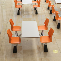 Ensemble table et chaises de cantine pour 4 personnes, en bois durable, style moderne, pour restaurant rapide, usine, école