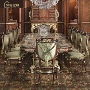 European Style Rococo Dinning Sets Best Price White Dining Table And Chairs Marble Top Solid Wood Center Table Set