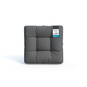 Coussin carré d'extérieur en tissu gris 19,7x19,7x4,7 pouces, résistant à l'eau, rembourré en mousse matelassée, utilisable toute l'année - Product Image 1