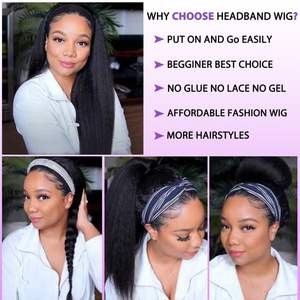 วิกผมแบบคาดศีรษะ <span class=keywords><strong>ผม</strong></span>แท้ 12A แบบตรงหยิก 20 นิ้ว วิกผมแบบคาดศีรษะ ตรงแบบยาคิ ความหนาแน่น 200% ไม่ต้องใช้กาว ไม่มีเชือกผูกด้านหน้า - Product Image 6