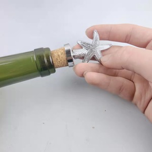 Silver Starfish Wine Stopper Zinc Alloy Cork Sealing Bottle Stopper For Wine Bottles - Product Image 1