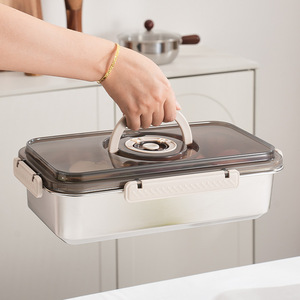 Boîte de conservation alimentaire rectangulaire en acier inoxydable avec couvercle à clip pour réfrigérateur et utilisation en voyage - Product Image 3