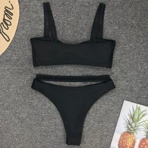 Bikini de una pieza con logo personalizado, estampado de puntos sólidos, brillante, de cintura alta, corte en V, tipo tanga, servicio OEM, talla XXS - Product Image 3