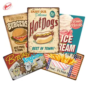 Enjoy Our Delicious Hot Dogs Best In Town Metal Sign Shabby Chic Tin Sign Coffee Restaurant Wall Decor Ice Cream Metal Signs