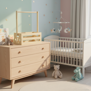 Caisse de rangement en bois poli écologique pour la fête prénatale avec poignée pour les garçons et les filles nouveau-nés Panier cadeau - Product Image 2