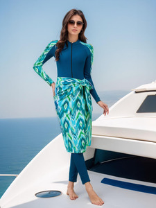 Muslim Swimwear Women Full Body Coverage Burkini 2 Piece Set Washed Quick Dry Custom Logo Bulk Wholesale - Product Image 2
