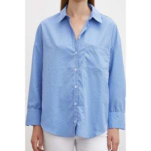 Camisa de Botones con Rayas Azules, Blusa Informal de Popelina para Mujer, Estilo Diario, Diseño Sencillo - Product Image 5