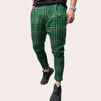 नई शैली टैटन प्लेड पैंट drawstring कमर पुरुषों पतलून आकस्मिक