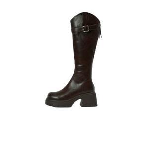 Nouvelles bottes pour femmes à talons épais et semelles compensées, style chevalier, sans bas de tige tombant, nouvelle collection automne, bottes longues en V - Product Image 1