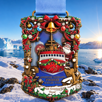 Médaille de Marathon de Noël Personnalisée en Gros, en Alliage de Zinc, Émail en Relief 3D, Bronze Antique, Récompense de Finisseur de Course Virtuelle 23KM
