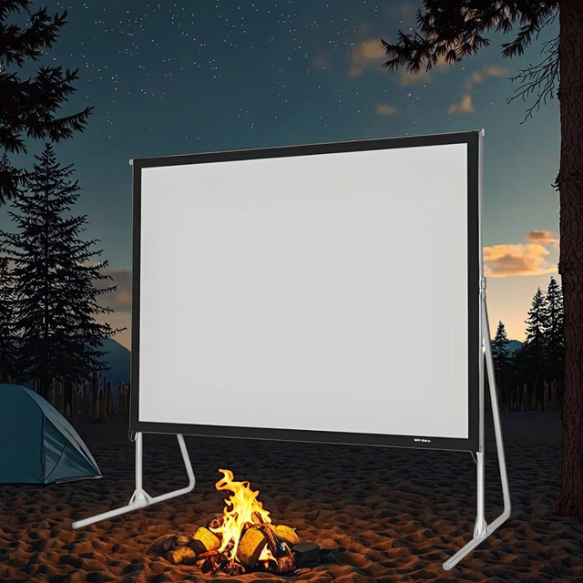 Fast-Folding Projector Screen Portable Foldable Screen Front&Rear Projection Easy Setup for Indoor Outdoor Use