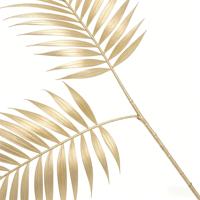 Tige de feuille de palmier dorée artificielle à 2 têtes, feuille de palmier Areca réaliste en finition dorée pour la décoration d'automne dorée, mariage et maison