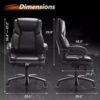 Chaise de bureau ergonomique 500lbs chaise de direction en cuir PU à dossier haut robuste grande et grande meilleure chaise de bureau pour les maux de dos
