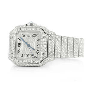 Fournisseur indien Montre en acier inoxydable carrée Hip Hop avec cadran en verre serti de quartz glacé 41 mm avec accents de diamants Bijoux de luxe tendance unisexe - Product Image 2