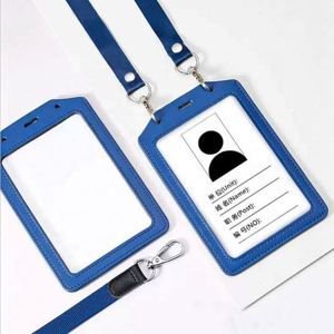 Porte-badge vertical double en cuir PU de style vintage avec protection RFID, porte-cartes d'identité et de crédit transparent - Product Image 4
