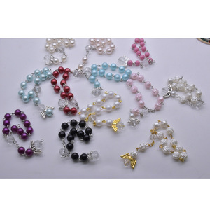 Bracelet chapelet en perles et roses avec ailes d'ange pour enfants, cérémonies religieuses, lot mixte de 50 pièces - Product Image 4