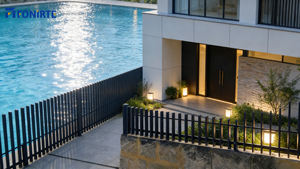 Panneaux de clôture verticaux, clôture à lames <span class=keywords><strong>pour</strong></span> usage commercial, PRINCETON METAL, résidence, revêtement en poudre, sans rouille, clôture en aluminium 3D, intimité - Product Image 5