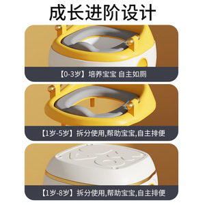 Asiento de inodoro para bebé con almohadilla suave y diseño engrosado para entrenamiento de niños pequeños, silla de inodoro en colores amarillo y blanco, PP ecológico. - Product Image 2