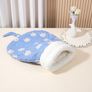 Cama túnel para gatos, forma ovalada, relleno de fibra de poliéster, cálida para invierno, saco de dormir para mascotas, para gatos, azul, conejo, amarillo, oso, gris, aguacate - Product Image 4