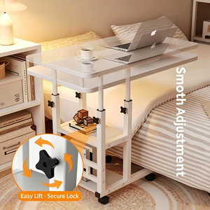 Mesa Auxiliar de Madera Ajustable en Altura para Cama, con Estantes e Interfaz USB, <span class=keywords><strong>Escritorio</strong></span> Moderno y <span class=keywords><strong>Minimalista</strong></span> para Laptop, Ideal para Espacios Pequeños - Product Image 5