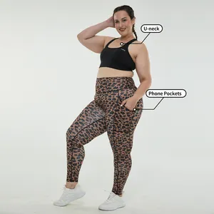 MIQI 2022 özel Logo leopar baskı iki parçalı Yoga kıyafeti yüksek kalite Yoga seti spor kadın giyim artı boyutu Yoga seti