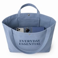 Bolsa de Lona Premium Extra Grande, Reutilizable, de Algodón, para Compras, Playa, Viajes, con Bolsillos, Ecológica y Sostenible para Uso Diario
