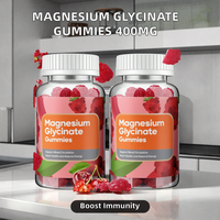 Gummies de glycinate de magnésium 400 mg sans sucre avec Ashwagandha et Zinc, végétaliennes, pour améliorer l'immunité, 120 gummies saveur cerise pour adultes