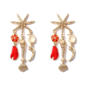 Pendientes Largos con Borlas Rojas Juda Ocean Element, Joyería de Moda para Mujer - Product Image 5
