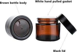 Frasco de Vidrio para Crema Cosmética de 10ml 20ml 30ml 50ml, Color Ámbar Marrón con Tapa Negra Mate, Boca Ancha - Product Image 5