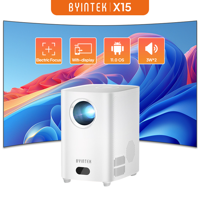 BYINTEK X15 Mini Portable LED LCD Smart Android Wifi Video Projector 4K Smart Proyector Pico Home Game Video Mini Projector