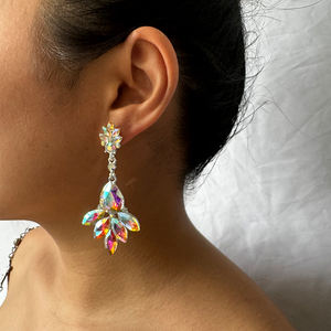 KAIMEI Neuankömmling Modeschmuck Große Frauen Luxus Braut kristall AB Diamant Ohrring Frauen Silber Diamant Tropfen Ohrringe - Product Image 2