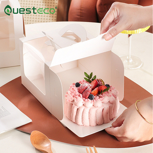 Hộp bánh trắng với hộp giấy bao bì cửa sổ có tay cầm và cửa sổ hộp Bánh hộp vuông hộp đựng thức ăn và bánh giấy - Product Image 2