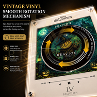 BRAVION Collection Musicale Joyeux Halloween, Ensemble d'aimants de réfrigérateur lumineux à induction NFC avec CD rotatif, Cadeau effrayant et hanté