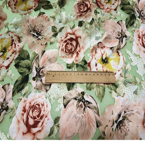 Attractive 100% Organic Silk Burn Out Fabric Light Green Pink Flowers Opal <strong>Natural</strong> <strong>Excellent</strong> for Pants Lining Skirt Decoration - Product Image 6