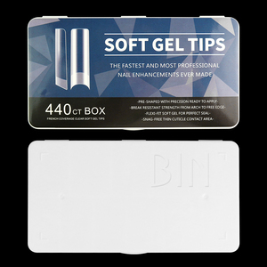 BIN 440 pezzi punte per mezze unghie Extra lunghe mezza copertura profonda curva a C unghie finte 11 dimensioni quadrate affusolate - Product Image 4
